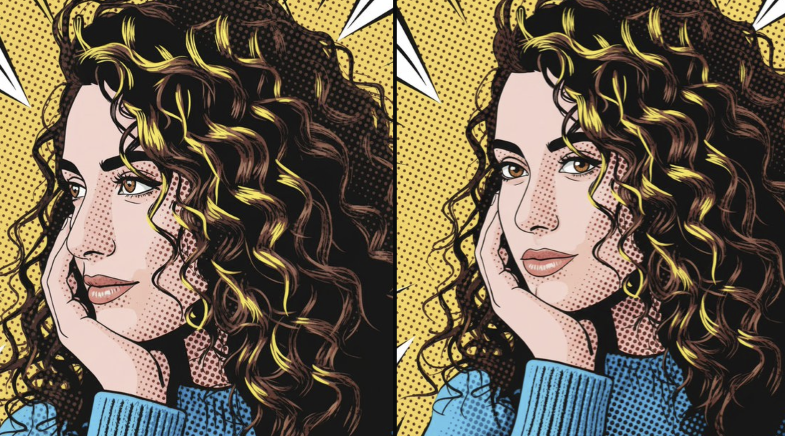 Pop art style illustration of a young woman